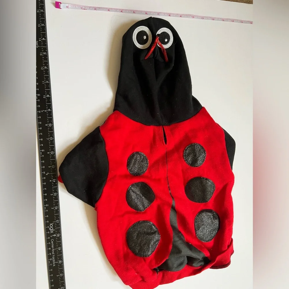 Bootique Dog Ladybug Fleece Hoodie Costume Red and Black Size L